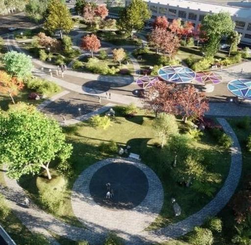 The planned Falls Landing project in Jeffersonville will serve a dual purpose. It is the site of an underground retention tank to alleviate flooding, and a planned 2-acre lawn which will feature pavilions, pathways and decorative lighting. Courtesy City of Jeffersonville