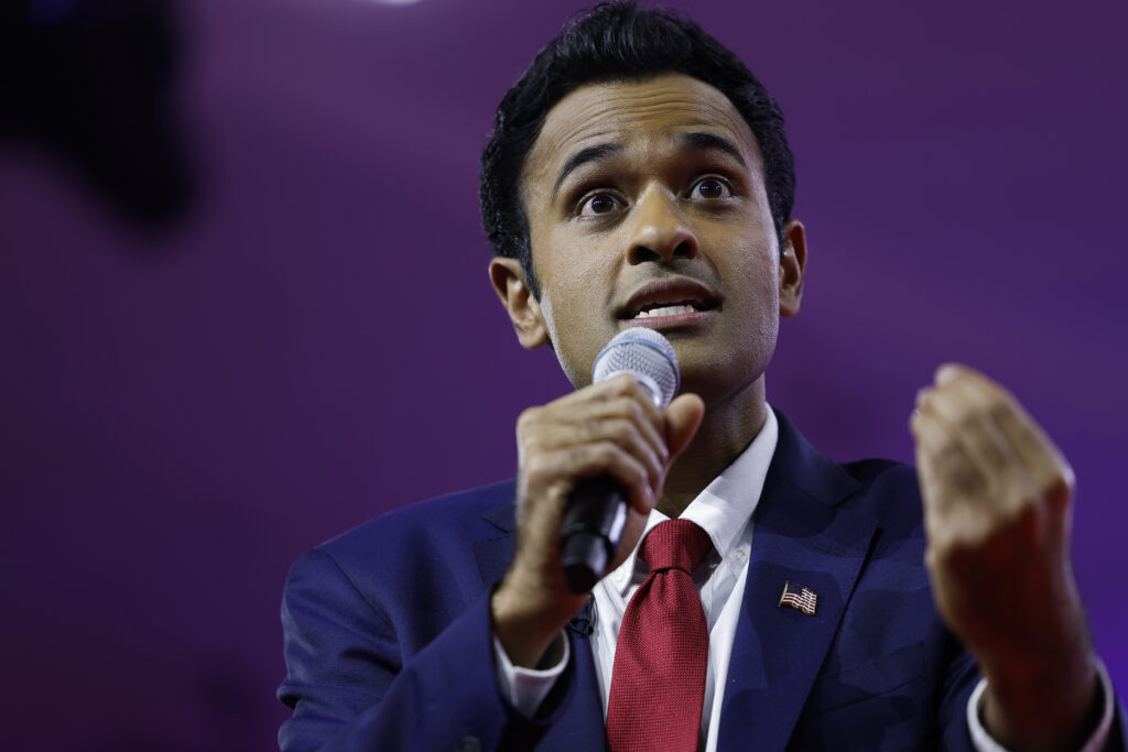Republican presidential candidate Vivek Ramaswamy speaks during the annual Conservative Political Action Conference (CPAC) at the Gaylord National Resort Hotel And Convention Center on March 03, 2023. (Anna Moneymaker/Getty Images)