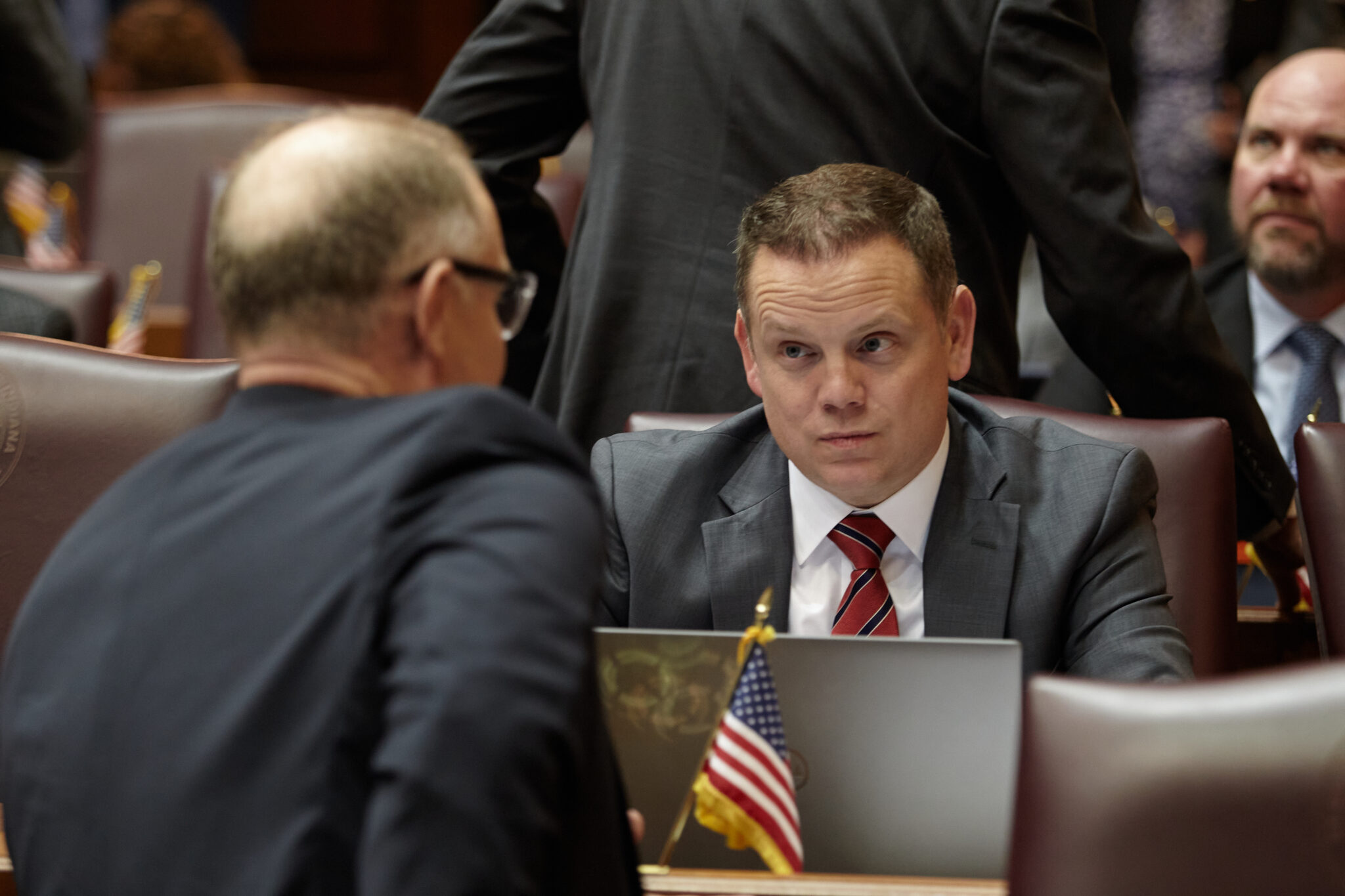  Rep. Chris Jeter, R-Fishers, is pushing a bill that would open up who could wholesale popular seltzers. (Photo by Monroe Bush for Indiana Capital Chronicle)