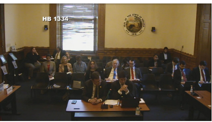 Rep. Timothy Wesco, R-Osceola, presents his HB 1334 before the Senate Elections Committee. 
Screenshot by Ashlyn Myers, TheStatehouseFile.com.