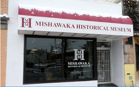 The exterior of the building shows what’s inside Tuesday, March 14, 2023, at the Mishawaka Historical Museum on South Main Street. The museum will be open to the public on Saturday. Greg Swiercz, South Bend Tribune