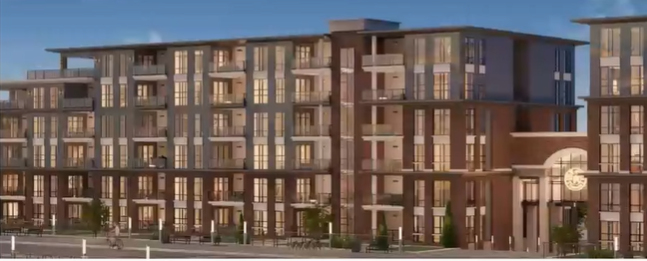 City Walk in Fishers would include two six-story buildings with a combined 101 for-sale condominiums, a four-story building with 87 apartments and 41 four-story townhouses. (Rendering courtesy city of Fishers)