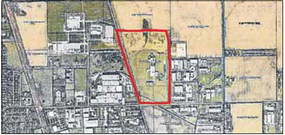 The red area shows the location of Essex Furukawa at 3200 Essex Drive in Franklin. Illustration provided by city of Franklin