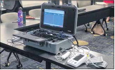 A new telehealth program at Greenfield-Central schools gives sick students the chance to be seen by a healthcare provider at school, often eliminating the need to wait at a doctor’s office or urgent care. A portable otoscope and laptop are used to conduct virtual visits from local schools. The service kicked off Sept. 6, 2023. Submitted photo