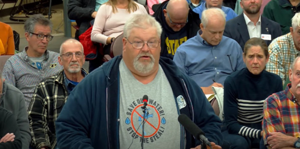 Tom Antczak, a Tippecanoe County resident and a member of "Stop the Water Steal," addresses Tippecanoe County Commissioners Monday, Nov. 20, 2023.