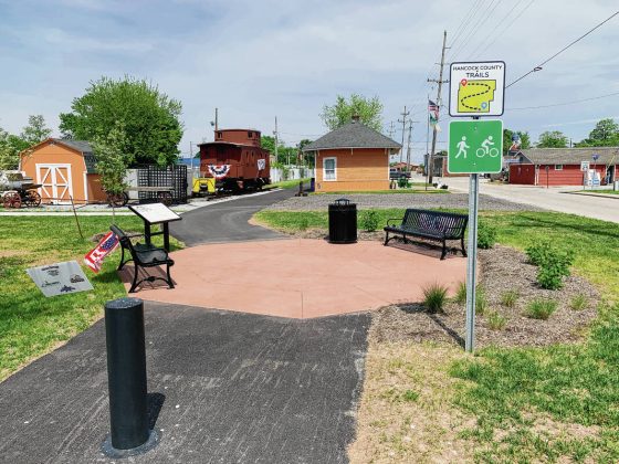 
A trailhead for the Shirley Heritage Trail marks a starting point for the asphalt path that’s just over a mile long. File photo