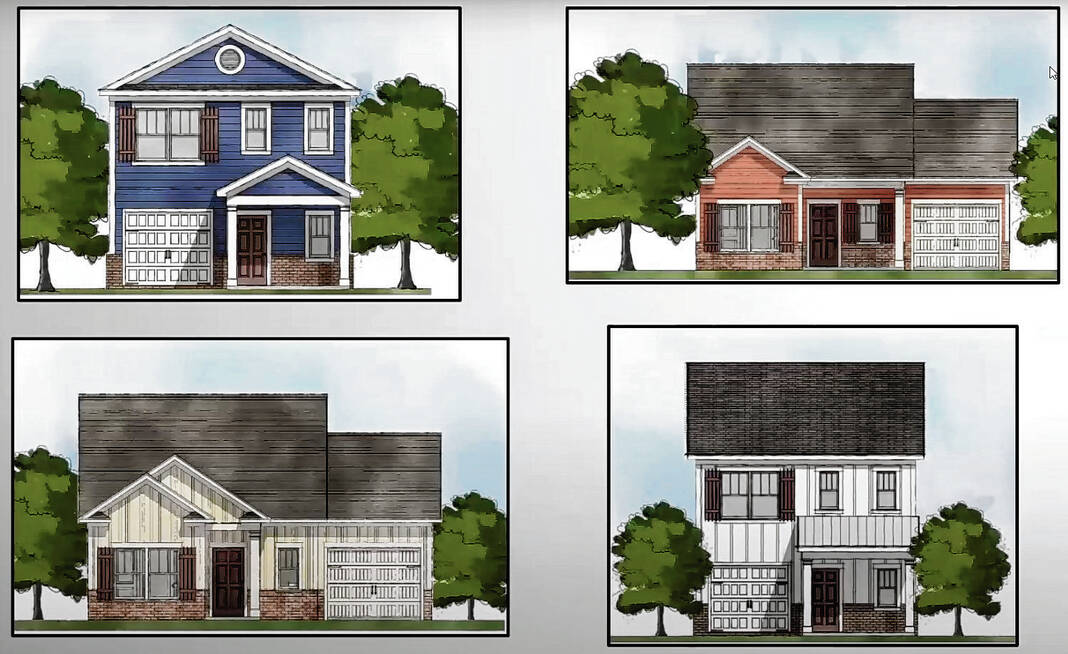 This screenshot shows home designs for Next Chapter Neighborhoods’ proposed subdivision near Greenwood’s far east side. Provided by the city of Greenwood