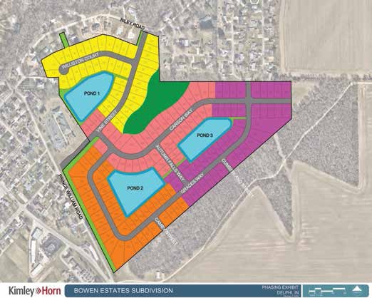 The Delphi Planning Commission has approved the plan for section one of Bowen Estates, shown in yellow. Each of the other three sections will have hearings and be voted on individually priorto construction in those areas. Graphic provided/Delphi Planning Commission