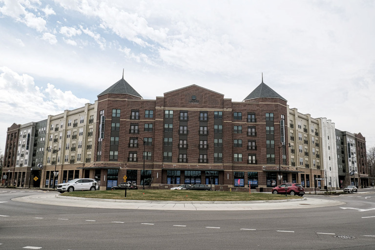 The Muse at the Corner, a $69 million project at East 116th Street and South Rangeline Road with 285 luxury apartments, is nearing completion. City officials say they want future multifamily developments to include for-sale units. (IBJ photo/Eric Learned)