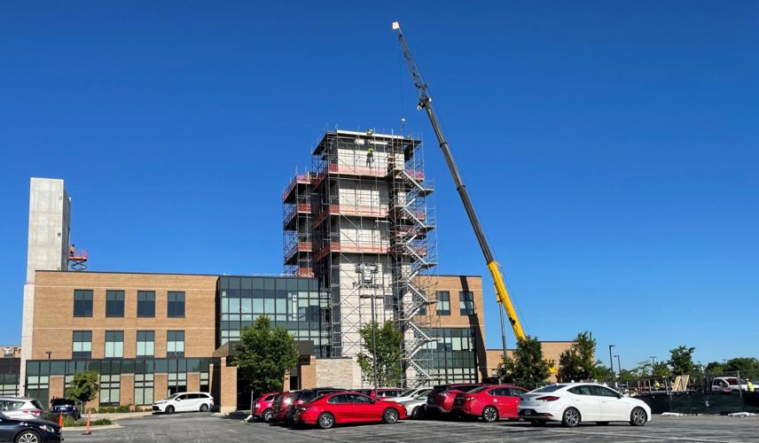 Work continued last wek on the $185.5 million, five-story expansion to Franciscan Health Munster. Staff photo