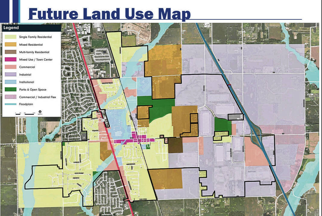 The Future Land Use Map shows different proposed land uses for the town of Whiteland. Submitted maps