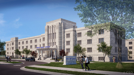 A rendering of the planned Curio Ross Hall hotel at Butler University