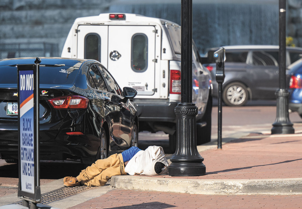 In 2014, unsheltered homeless people were 3.9% of all homeless people in Indianapolis. In the count conducted this January, the unsheltered were 19.9% of the homeless population. (IBJ photo/Chad Williams)