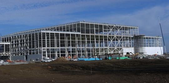 Construction is ongoing on the first of two StarPlus Energy EV battery plants, shown above. The first plant is expected to begin production in 2025 and the second plant in 2027. Some 600-750 Korean nationals are expected to work in the first EV plant. 
Kelly Lafferty Gerber | Kokomo Tribune
