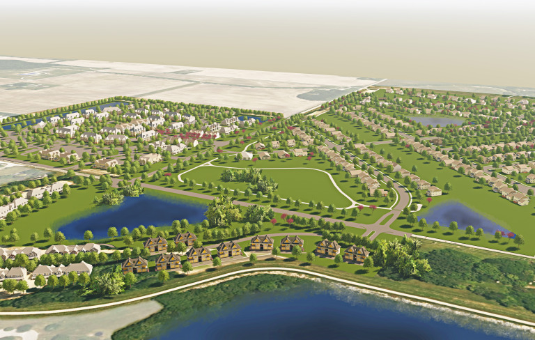 LOR Corp. plans to build Morse Village at the intersection of East 206th Street and Hague Road along Morse Reservoir in Noblesville. (Rendering provided by city of Noblesville)