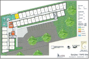 Mizak-Terre Haute LLC plans a hybrid dorm/residential edifice catering to Indiana State University students, as well as young adults, for the former Terre Haute police station property at 12th and Wabash. This image is from an October 2021 presentation to the city. The Terre Haute Redevelopment Commission approved the deal Wednesday afternoon. Submitted image