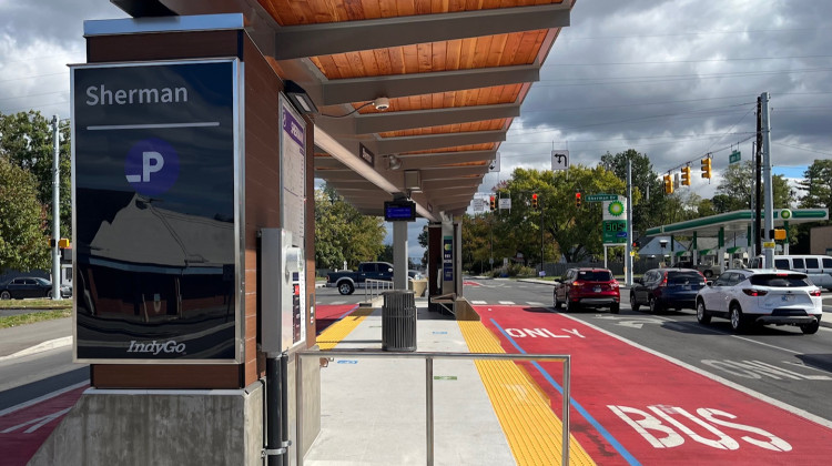 A new bus station opened in October along the Purple Line in Indianapolis. Jill Sheridan / WFYI