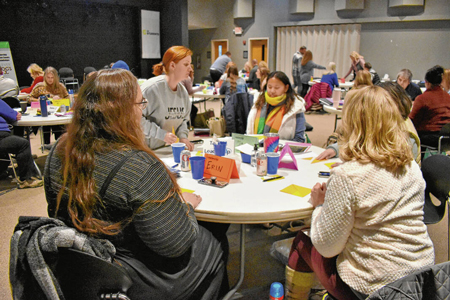 Members of this year’s Leadership Johnson County Signature Program take part in a team-building activity in January. The Signature Program focuses on objectives such as learning more about the community, putting leadership in practice, building networks and putting together community-minded projects. SUBMITTED PHOTO