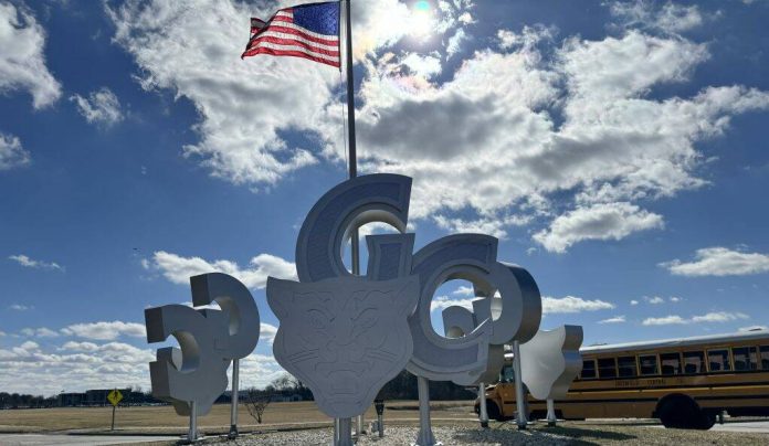 New GC Cougar art is at the roundabout on Broadway Street and McKenzie Road. 
Submitted photo