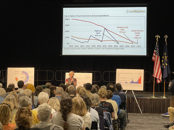 U.S. Rep. Victoria Spartz held a town hall March 28 in Westfield. (IBJ photo/Daniel Bradley)