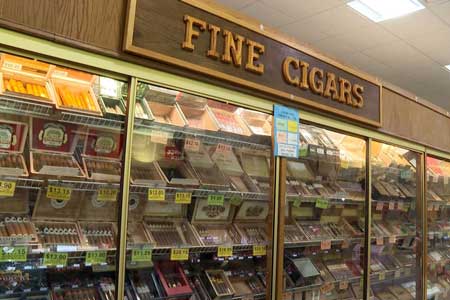 The Briar and the Burley in downtown Bloomington sells cigars and tobacco products. Borders said they also have a smoking lounge, and see 50 to 70 customers a day for tobacco and cigar sales. (WTIU News, Bente Bouthier)