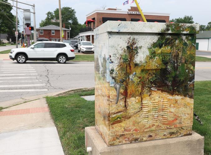 Main and North streets: 'Indiana Landscape,' William J. Forsyth, date unknown. Staff photo John J. Watkins