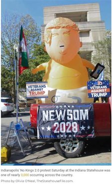 "We’re not subjects, we’re citizens:" Protestors rally at Indiana Statehouse for No Kings 2.0