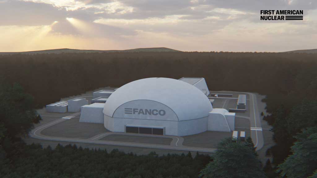 First American Nuclear announced Tuesday it would move its headquarters to Indianapolis and develop a nuclear plant in the state. It released what it called a stylized rendering of a First American Nuclear reactor building, which could house its EAGL-1 Small Modular Reactor. (Rendering courtesy of First American Nuclear)