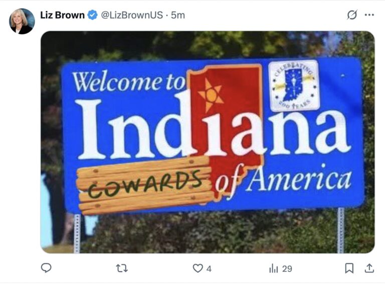Sen. Liz Brown tweeted this meme on Friday after the announcement the Senate won’t convene in December. (Screenshot from X)