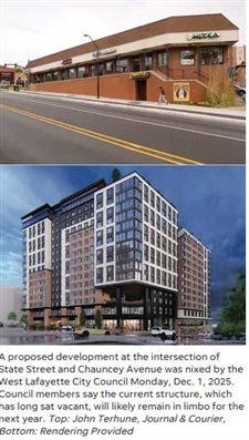 West Lafayette council nixes 15-story plan for Chauncey Annex apartments, citing height