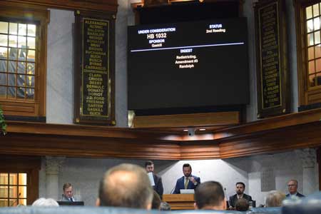 The Indiana Senate heard — and defeated — three Democrat amendments proposed to the pending redistricting bill on Wednesday, Dec. 10, 2025. (Photo by Casey Smith/Indiana Capital Chronicle)