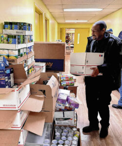 Central Nine students donate canned goods and hygiene products to Dayspring Center in Indianapolis from their campus-wide donation drive Wednesday. Submitted Photo
